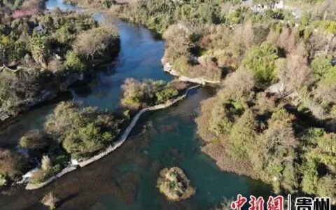 航拍贵阳花溪十里河滩湿地公园春景美如画