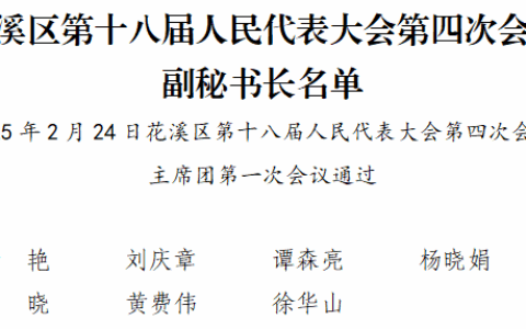 聚焦花溪区两会 | 花溪区第十八届人民代表大会第四次会议副秘书长名单