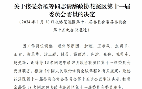 增补调整，政协花溪区第十一届委员会现有委员236名