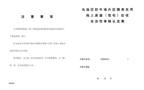 贵阳市乌当区人民政府关于印发《乌当区奶牛场片区国有农用地上房屋（住宅）征收合法性审核认定工作机制》的通知