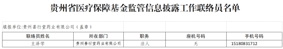 乌当区定点零售药店（单体）2024年度医疗保障基金监管信息披露