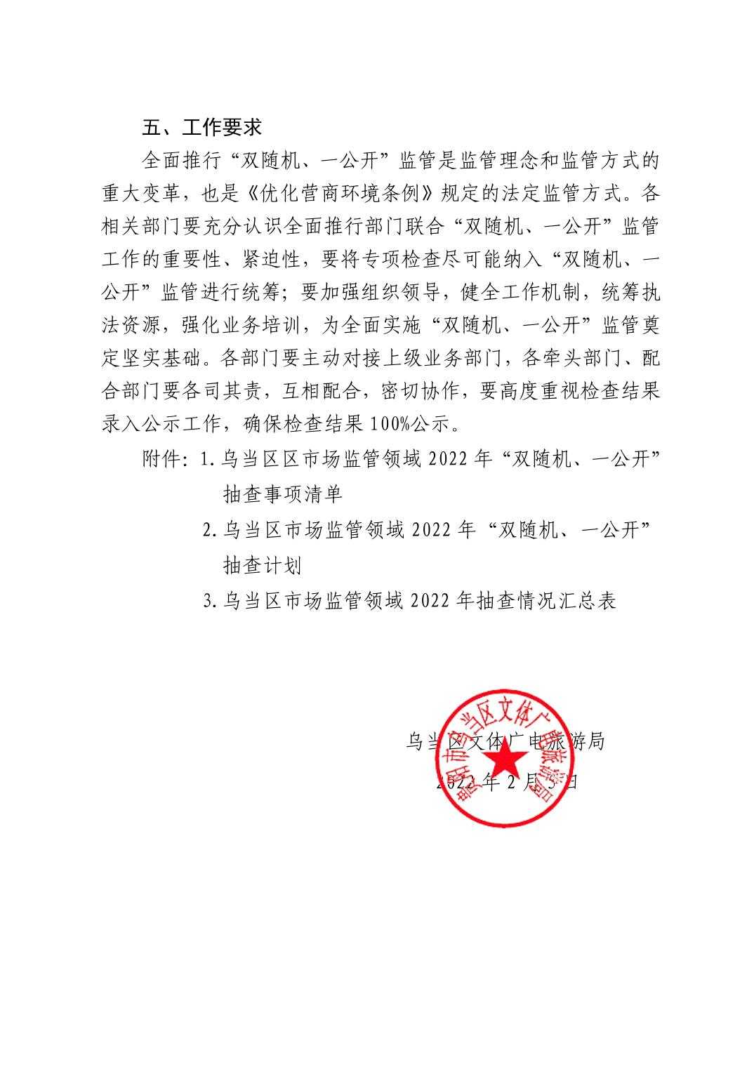2022080337fbadf7_3.jpg 乌当区文体广电旅游局开展2022年“双随机、一公开”监管方案、2022年贵阳市文化市场综合行政执法支队开展本部门“双随机、一公开”抽查工作计划表、乌当区文体广电旅游局“双随机、一公开”抽查事项清单(2022)