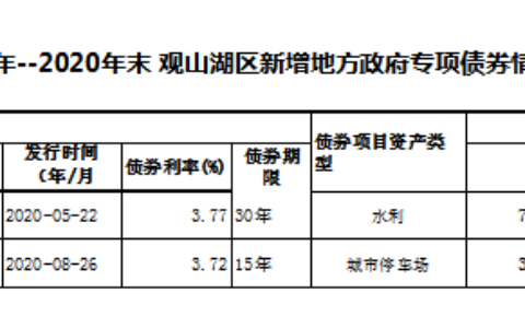 观投集团2019年–2020年末观山湖区新增地方政府专项债券情况表（收支情况表、债券存续期公开情况））