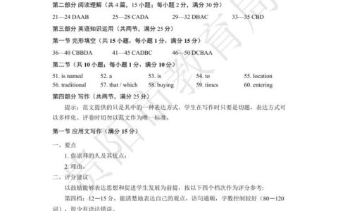 贵阳市普通中学2022－2023学年度第一学期期末监测考试高二英语参考答案及评分建议