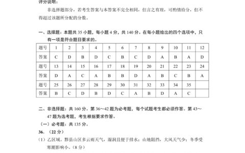 贵阳市2023年高三适应性考试（二）文科综合参考答案