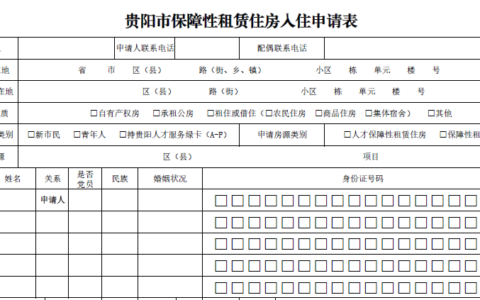 〔Excel〕贵阳市保障性租赁住房入住申请表